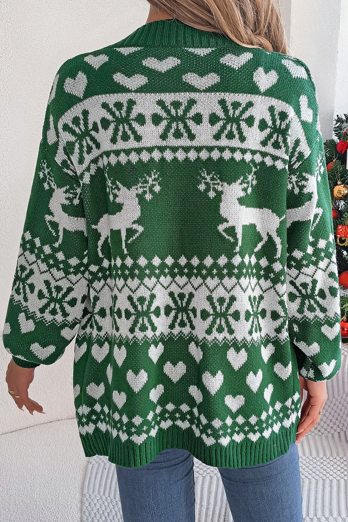 Reindeer Pocket Long Sleeve Cardigan