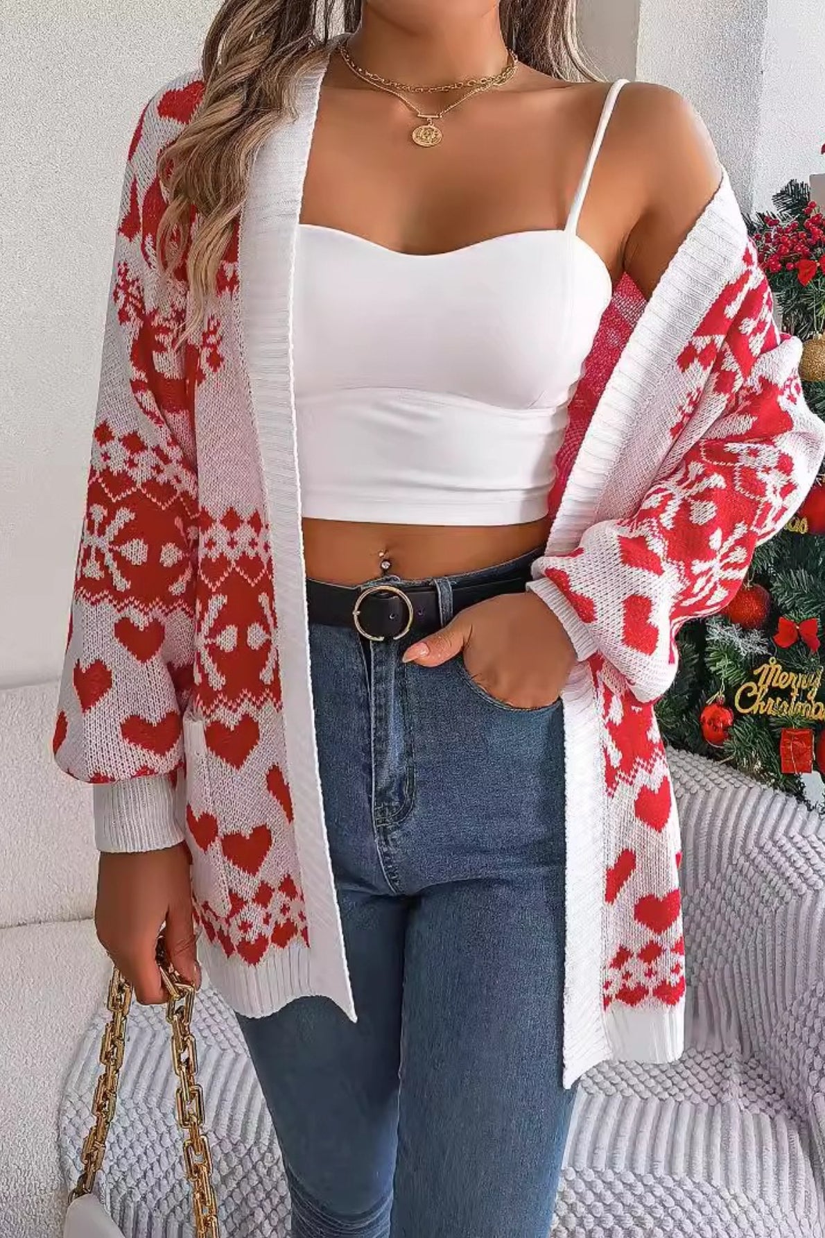 Reindeer Pocket Long Sleeve Cardigan