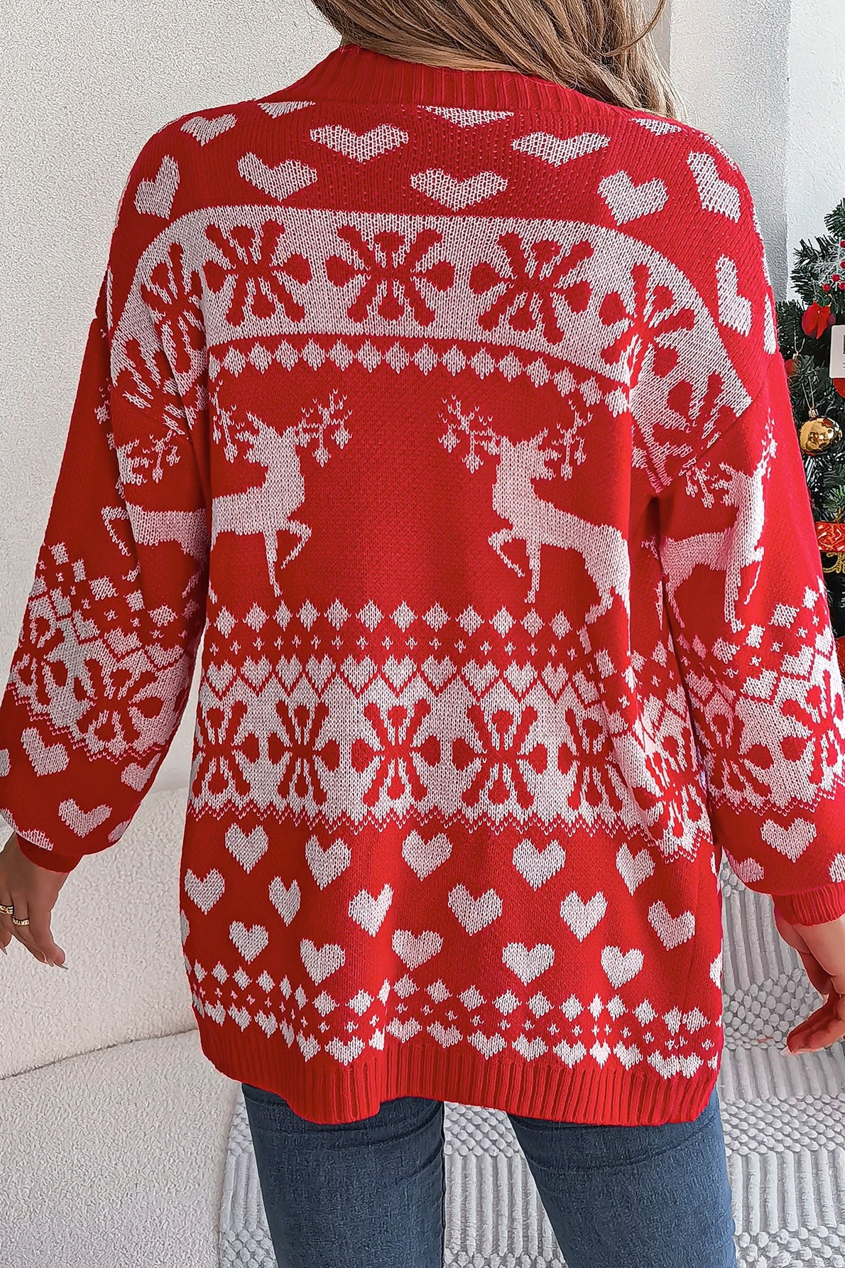 Reindeer Pocket Long Sleeve Cardigan